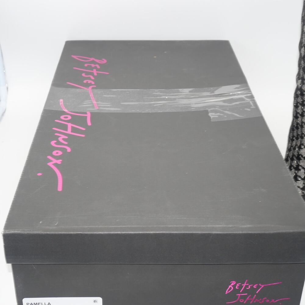 Betsey Johnson Women's 7 Pamella Boots Knee High Heel Black Silver Houndstooth - Picture 12 of 13